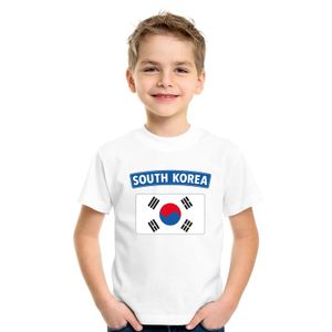 T-shirt met Zuid Koreaanse vlag wit kinderen