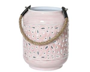Lantaarn ijzer d15h20 cm roze - Decoris