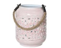 Lantaarn ijzer d15h20 cm roze - Decoris