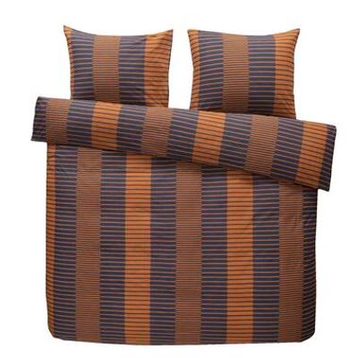 Comfort dekbedovertrek Zef strepen - caramel/blauw - 240x200/220 cm