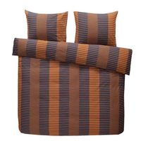 Comfort dekbedovertrek Zef strepen - caramel/blauw - 240x200/220 cm