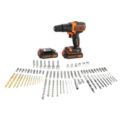 BLACK & DECKER - Slagboormachine - Li-ionbatterij 2x18 V + 80 accessoires in doos - zwart en oranje