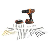 BLACK & DECKER - Slagboormachine - Li-ionbatterij 2x18 V + 80 accessoires in doos - zwart en oranje