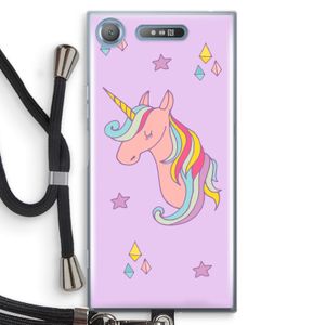 Roze eenhoorn: Sony Xperia XZ1 Transparant Hoesje met koord