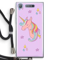 Roze eenhoorn: Sony Xperia XZ1 Transparant Hoesje met koord