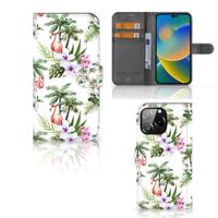 iPhone 14 Pro Max | Telefoonhoesje | Met pasjeshouder | Flamingo Palms