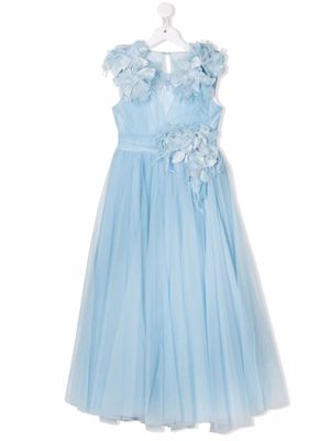 MARCHESA KIDS COUTURE robe Ceremony longue à fleurs - Bleu