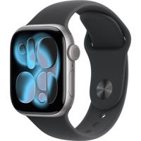 Apple Watch Series 11 GPS + Cellular - 42 mm - Spacegrijze aluminium kast - Zwarte sportband - S/M