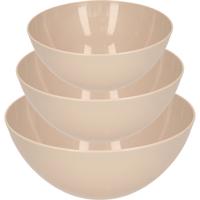 Plasticforte voedsel serveer schalen set - 3x stuks - taupe - kunststof - Dia 20/25/28 cm