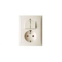 Berker S1 combinatie serieschakelaar/wandcontactdoos met randaarde 1-voudig creme glanzend