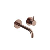 Hotbath Cobber - Wastafelmengkraan - zonder Waste - Laag - Geborsteld Koper PVD - Inbouw - Messing - V01