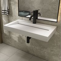 Saniclear Hoya wastafel met kraangat 80x45.5x8 cm solid surface wit mat Saniclear Hoya wastafel met kraangat 80x45.5x8 cm solid surface wit mat