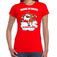 Fout Kerstshirt / outfit Drank en drugs rood voor dames