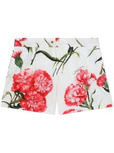 Dolce & Gabbana Kids short en coton à fleurs - Blanc