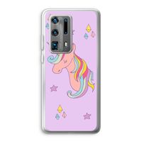 Roze eenhoorn: Huawei P40 Pro Plus Transparant Hoesje