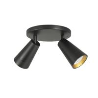 Highlight SpotPetunia zwart met goud 2-lichts rond - S7136.01