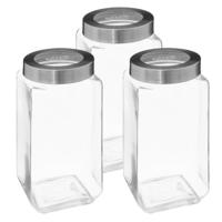 5Five voedsel voorraadpot MIRO met draaideksel - 3x - glas - 2L - 11 x 23 cm - weckpot