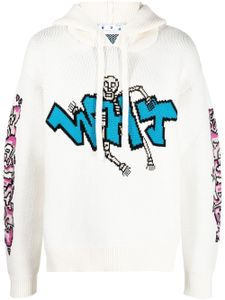 Off-White hoodie en maille à motif graffiti - Blanc