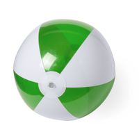 Opblaasbare strandbal plastic groen/wit 28 cm - thumbnail