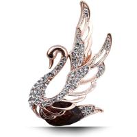 Vrouwenmode Swan Crystal insert boor broches (paars)