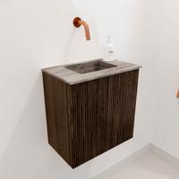 Toiletmeubel Mondiaz Joya Dlux | 40 cm | Meubelkleur Walnut | Faye wastafel Oza Wasbak Midden | Zonder kraangat(en)