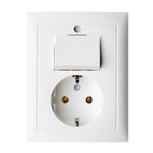 Berker S1 combinatie wisselschakelaar/wandcontactdoos met randaarde 1-voudig polarwit glanzend