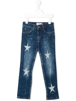 Philipp Plein Junior pantalon Stars - Bleu