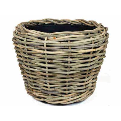Planten/bloemen mand - rotan - gevlochten riet - D57 x H43 cm - drypot - plantenpot