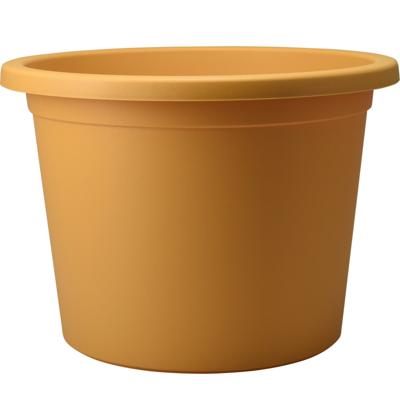 Plantenpot/bloempot Terras Master- enkelwandig kunststof - okergeel - D23 x H21 cm