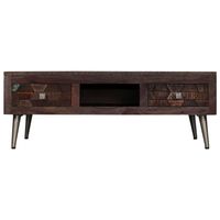 The Living Store Salontafel Massief Hout - 100 x 60 x 35 cm - Gerecycled Hout - Stalen Poten