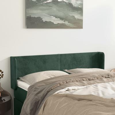 Hoofdbord met randen 147x16x78/88 cm fluweel donkergroen