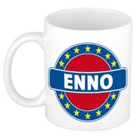 Enno voornaam koffiemok - beker - wit/blauw - 300 ml - Cadeau - Heren - Collega - Vaderdag
