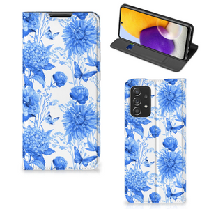 Smart Cover voor Samsung Galaxy A72 (5G/4G) Flowers Blue