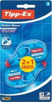 Tipp-Ex correctieroller Pocket Mouse, blister met 2 + 1 gratis Tipp-Ex correctieroller Pocket Mouse, blister met 2 + 1 gratis