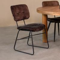 LABEL51 Eetkamerstoel Dez - Antraciet - Velours - Zwart Metalen Frame