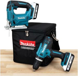 Makita DK18B59Y 18V Klopboor-/schroefmachine HP488D + decoupeerzaag JV183D | 2 x 1.5 Ah + lader