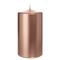 Cilinderkaars/stompkaars - metallic ros?goud - 13 x 7 cm - 52 branduren