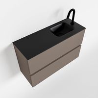 Toiletmeubel Mondiaz Ada | 80 cm | Meubelkleur Smoke | Lex wastafel Urban Rechts | 1 kraangat