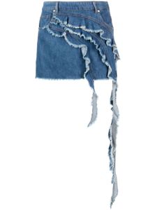 Blumarine minijupe en jean à détails drapés - Bleu