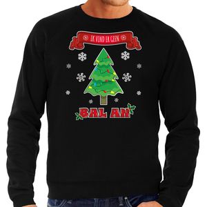 Foute Kersttrui/sweater voor heren - ik vind er geen bal aan - zwart - kerstboom - kerstfeest