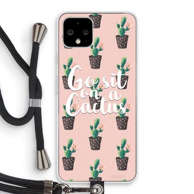 Cactus quote: Pixel 4 Transparant Hoesje met koord