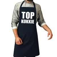 Top kokkie barbeque schort / keukenschort navy voor heren - thumbnail