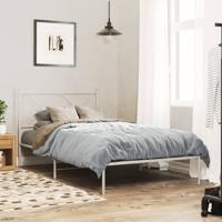 Bedframe met hoofdbord metaal wit 100x190 cm - thumbnail