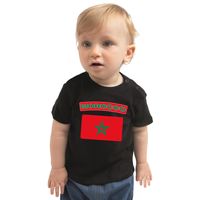 Morocco t-shirt met vlag Marokko zwart voor babys - thumbnail