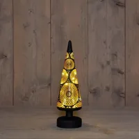 Anna&apos;s Collection LED glazen kerstboompje Marrakech 10 lampjes goud Ø 9 x 30cm