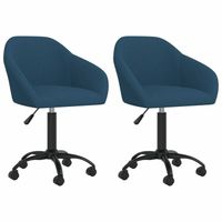 vidaXL Eetkamerstoelen draaibaar 2 st fluweel blauw - thumbnail