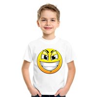 Emoticon t-shirt ondeugend wit kinderen XL (158-164)  -