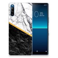 Sony Xperia L4 | TPU | Siliconen hoesje | Marmer Wit Zwart - Origineel Cadeau Man