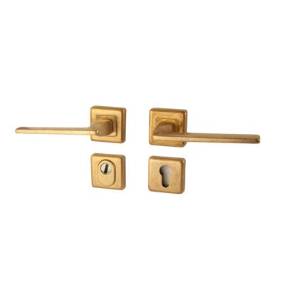 Hardbrass Achterdeurset vierkant Zenith compleet SKG*** - messing getrommeld