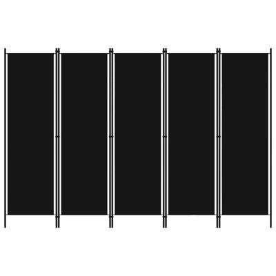 Kamerscherm met 5 panelen 250x180 cm zwart